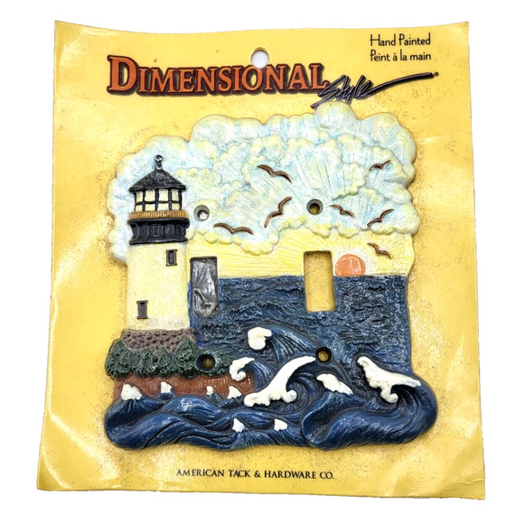 Handpainted Dimensional Lighthouse Double Switch Plate 5x5" NEWwh - Picture 6 of 6